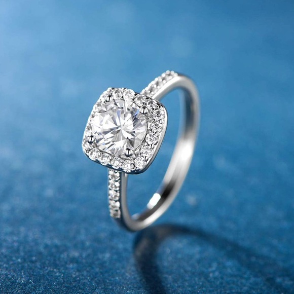 18K White Gold Plated Cubic Zirconia Promise Ring - Picture 4 of 7